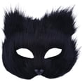 thumbnail image 1 of máscara Therian, máscara de zorro de media cara, máscara de animal transpirable para niños adultos, disfraz peludo suave para cosplay y fiesta de máscaras, Pascua, negro, 1 of 3