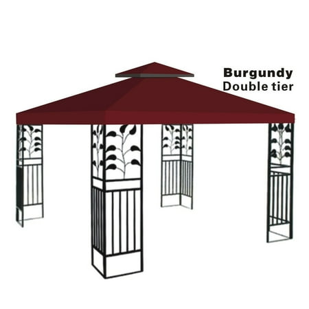 - 10x10' Replacement Top Patio Pavilion Gazebo Sunshade Polyester Cover-Double Tier