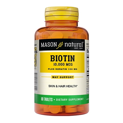 Mason Natural Biotin Plus Keratin 10000 Mcg Tablets 60 Ea 8358