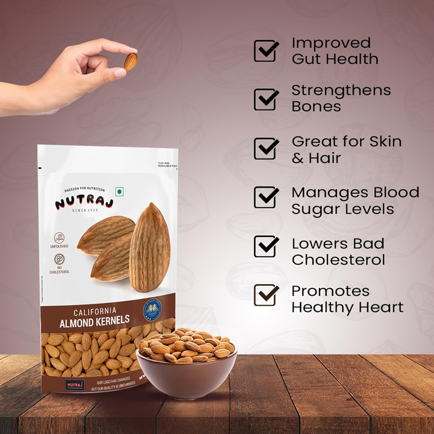 Nutraj Premium Raw California Almonds Whole Value Pouch Pack 250gm ...