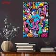 thumbnail image 4 of Modern Pop Art Colorful Cartoon Characters Wall Hanging Painting - Vibrant Pink Blue Green Yellow Purple Orange Abstract Art Print with Wrapped Canvas Frame, Playful Living Room Bedroom Decor, Contem, 4 of 6
