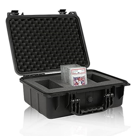 Graded Card Storage Box Fit for BGS PSA SGC FGS Graded Sports Trading Cards Weatherproof Case Impact Absorbing Foam Slots (Large)