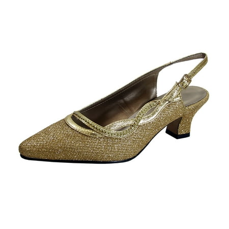 

FLORAL Bonita Women s Wide Width Slingback Dress Pumps GOLD 7.5