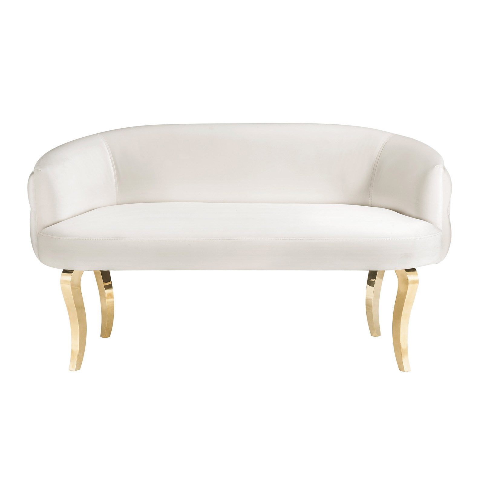 Adina White Velvet Loveseat with Gold Legs by TOV Furniture