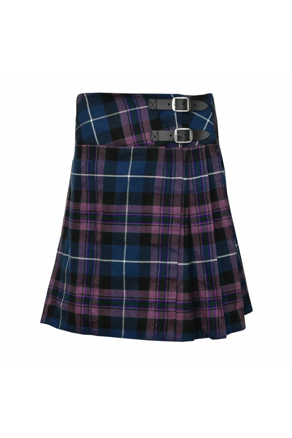 Pride of Scotland Ladies Knee-Length Kilt Skirt 16" Tartan Pleated Design, Classic Scottish Style for Casual & Formal Wear