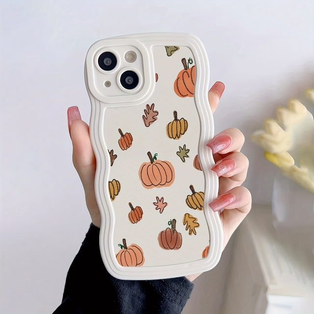 Full Screen Pumpkin White Wave Frosted All-Inclusive Anti-Fall Mobile Phone Case Suitable for Apple 15PROMAX/15PLUS/15PRO/15/14PROMAX/14PLUS/14PRO/14/13PROMAX/13PRO/13/12PROMAX/12PRO/12 11PROMAX/11PRO