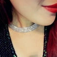 thumbnail image 2 of ievspot 1 Pcs Rhinestone Necklace Jewelry Silver Crystal Wide Choker Necklace Sparkly Collar Necklaces Prom for Women, 2 of 7