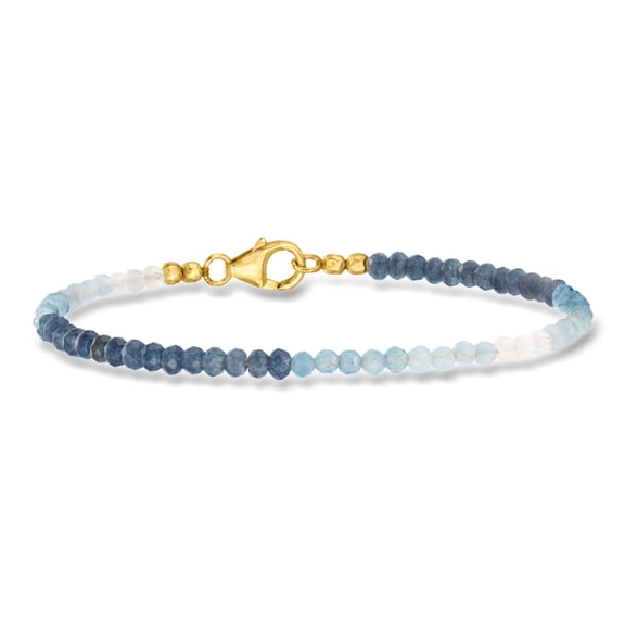 Ross-Simons 3mm Moonstone and 10.60 ct. t.w. Multi-Gemstone Bead Bracelet in 18kt Gold Over Sterling, Women's, Adult