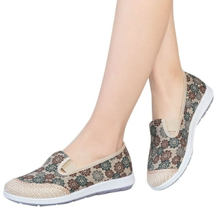 

casual shoes for Women Ladies Shoes Ethnic Style Casual Shoes Animal Flowers Print Elastic Strap Casual Shoes Mesh Dress Sandals for Women Green