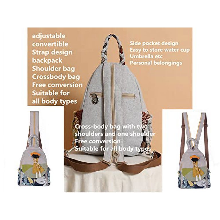 Backpack Purse Girl\'S Convertible Sling Bag Boho Hiie Embroidered :> YIMOYICAI Backpack Purse for Women Girl main image 4