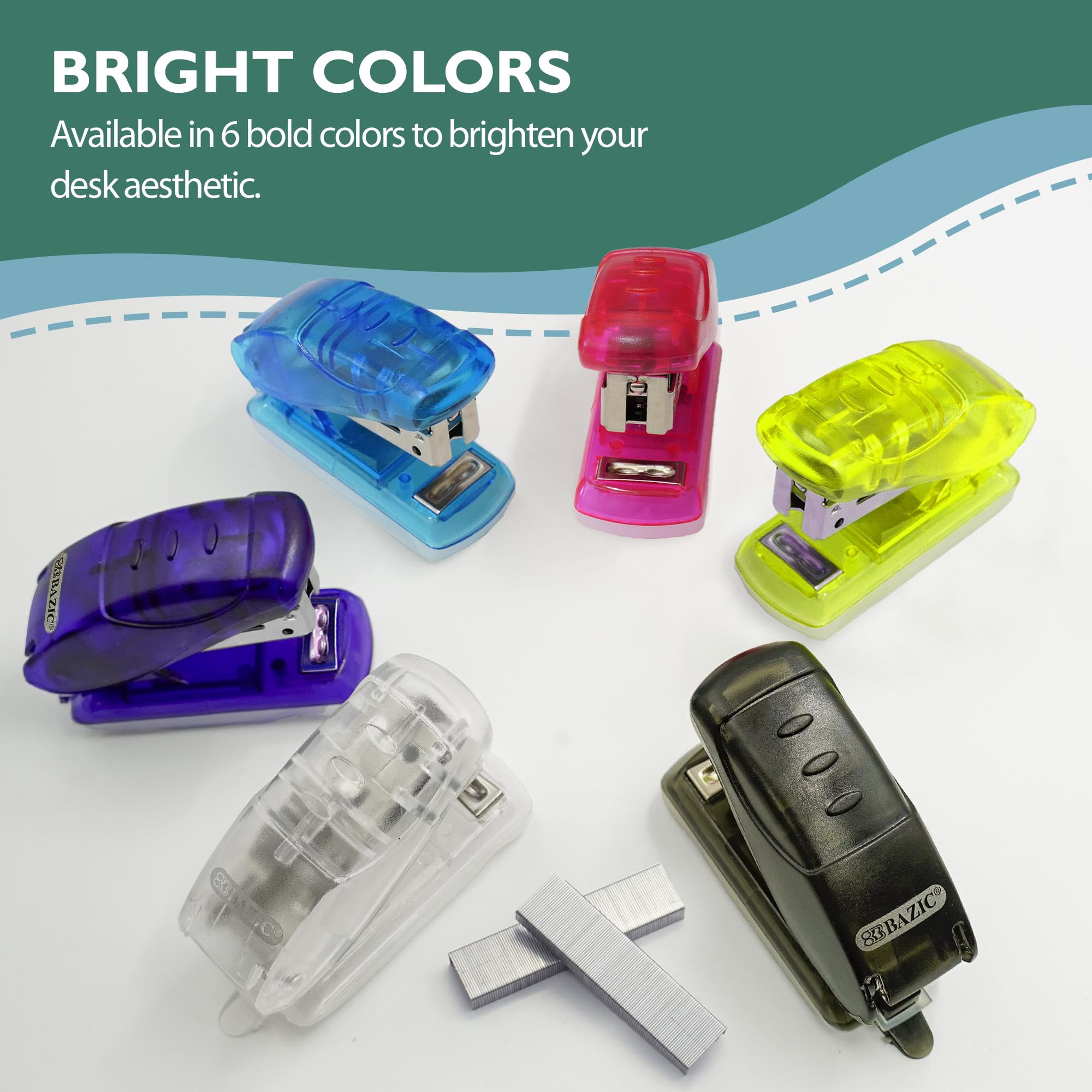 BAZIC Mini Stapler w/500 Staples, Standard (26/6) Built-in Staple Remover,24-Pack
