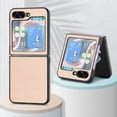 thumbnail image 4 of Allytech Fiber Pattern Phone Case for Samsung Galaxy Z Flip5, Slim Fit Lightweight Shockproof Anti-Fall Anti-Scratch Non-Slip Luxury Folding Case for Samsung Galaxy Z Flip5 - Khaki, 4 of 5