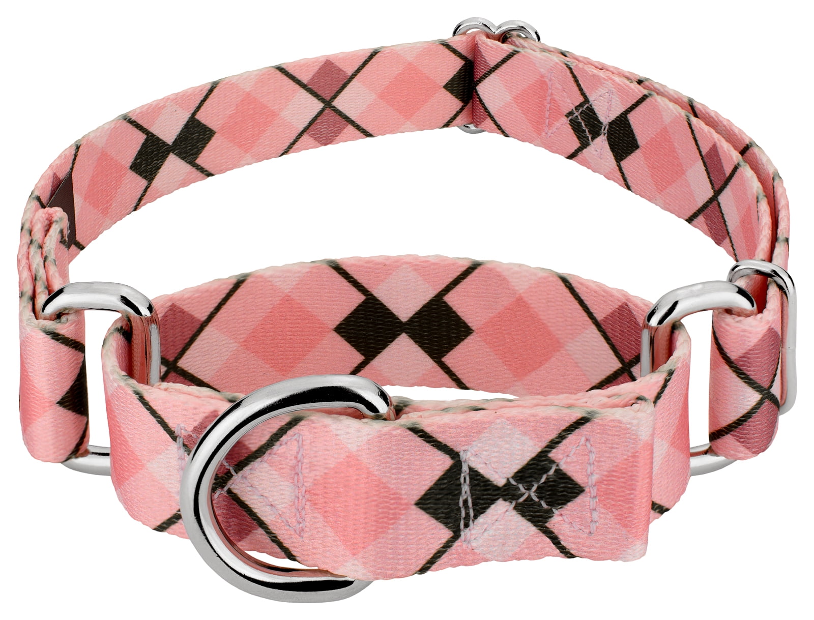 Country Brook Petz® Pink and Brown Argyle Martingale Dog Collar