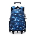 thumbnail image 2 of IvyH Rolling Backpack 18-inch Backpack with Wheels,Waterproof Trolley Luggage Schoolbag for School Travel,Galaxy,Black/Blue, 2 of 9