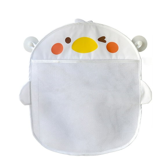 Suction Bath Toy Holder, Waterproof Mesh Hanging Storage Bag with Strong Wall Absorption, Cartoon Design Bathroom Organizer for Kids