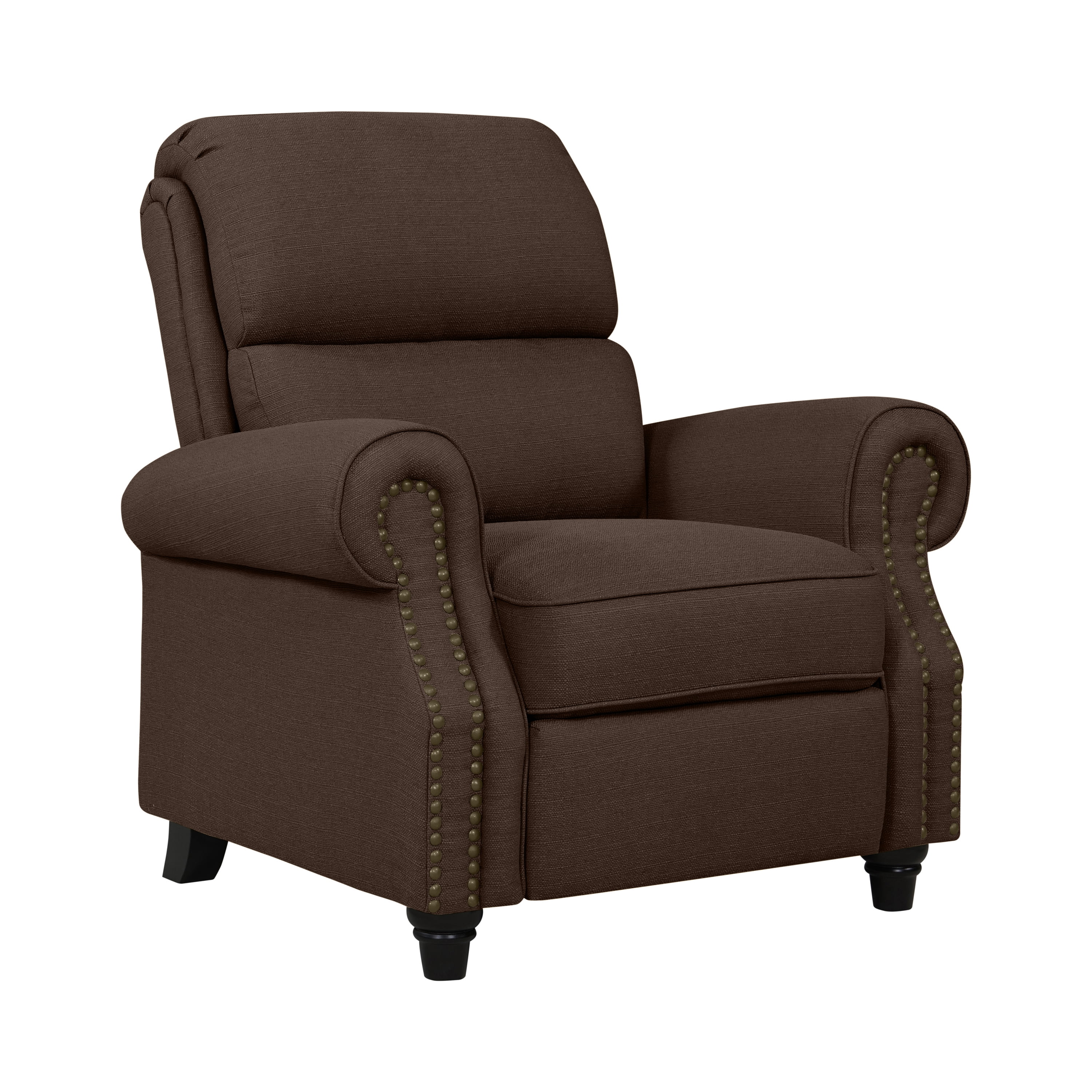 Homesvale Cari Pushback Recliner Chair, Brown Linen-like Microfiber Fabric, Pocket Coils for Comfort