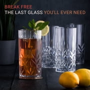 Bravario Plastic Drinking Glasses Set of 6, 18 oz Unbreakable BPA-Free Tritan Tumblers