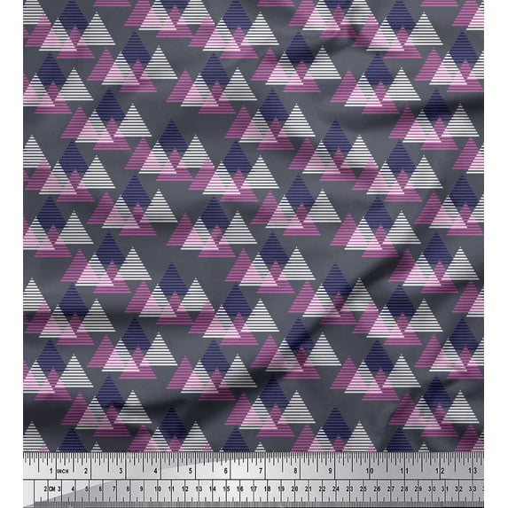 Soimoi Viscose Chiffon Fabric Triangle Small Print Fabric by The Yard 42 Inch Wide