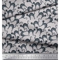 thumbnail image 3 of Soimoi Gray polyester Crepe Fabric Cat Animal Print Fabric by the Yard 42 Inch Wide, 3 of 3
