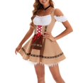 thumbnail image 4 of LEKODE oktoberfest outfits women dirndl dress Bavarian Dress tracht dress Germany Oktoberfest Womens Vintage Dress Short Sleeve Dress Stage Performance Dress Khaki 3XL, 4 of 4