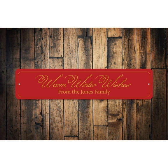 Warm Winter Wishes Novelty Sign, Metal Wall Decor - 4x18 inches