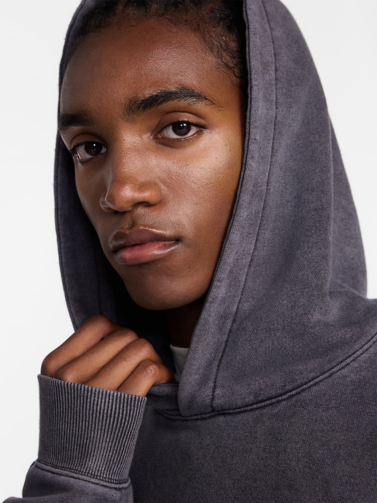 No Boundaries Boxy Fit Oversized Fleece Hoodie with Long Sleeves, Men's XS-4XLT