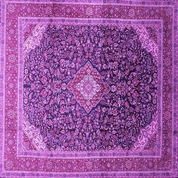 Ahgly Company Indoor Square Medallion Purple Traditional Area Rugs, 6' Square