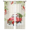 thumbnail image 2 of Christmas Trucks Sheer Curtains 96 Inches Long, Xmas Tree Red Bird Snowflakes Winter Light Filtering Window Curtains for Living Room/Bedroom, Rod Pocket Voile Sheer Drapes, 52"Wx96"L, 2 Panels, 2 of 9