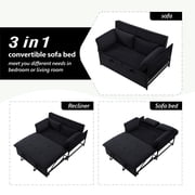 Gewnee 46 Velvet Convertible Sleeper Sofa Bed with Pull-Out Futon Couch for Small Spaces, Apartment & Living Room - Black