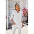 thumbnail image 3 of Anbech Women's 3/4 Sleeve Chiffon Blouse Shirt 2024 Trendy V-Neck Flowy Elegant Business Casual Tshirt, 3 of 8