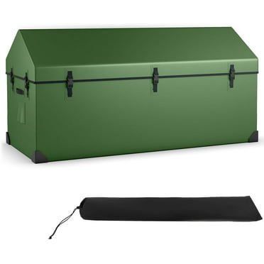 Outdoor Storage Box, 174 Gallon All Weather Outside Storage Container w/Convenient Handles & Breathable Mesh Vent, Large Waterproof Tarpaulin Deck Box for Poolside, Garden, Yard, Camping, Green