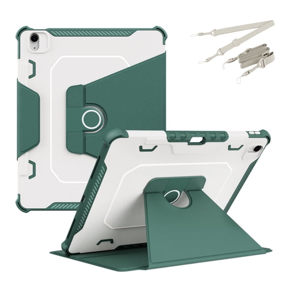 ST SoleMe.Tc for iPad A16 11th Generation 11 Inch 2025 /10th 10.9 Inch 2022 Gen Case with Pencil Holder Shoulder Strap, TPU PC 360° Rotating Magnetic Cover, Auto Wake/Sleep, Emerald Green