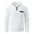 thumbnail image 3 of Men's Long Sleeve Polo Shirts Quarter Zip Up Mock Neck Pullover Color Block Slim Fit Golf Shirts, 3 of 7