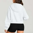thumbnail image 6 of VEKDONE Cropped Hoodies for Women Half Zip Drawstring Hooded Sweatshirt with Thumb Holes Fall Winter Long Sleeve Thin Fleece Pullover Top Solid Color Cute Blouse with Pockets White M, 6 of 9