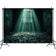 thumbnail image 4 of 5 x 3 ft Medieval Castle Dungeon Photography Backdrop, Ancient Jail Cell Stone Caves Prison Sunlight Though Window Background, Creepy Cellar Theme Party Decorations Backdrop Photo Studio Props, 4 of 5