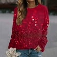 thumbnail image 2 of Women's Glitter Sparkle Long Sleeve Pullover Sweatshirt Casual Loose Fit Crew Neck Tops, 2 of 5