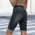 thumbnail image 7 of HBGVBA Bermuda Denim Shorts for Women,Slim Jean Shorts,Solid Color Stretch Waist Fashion Casual Denim Shorts with Pockets,L, 7 of 7