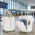 thumbnail image 3 of TBAU Ride-On Suitcase for Kids with Seat, Front Opening Carry-On Luggage, 360° Lockable Spinner and TSA Lock, White, 3 of 9