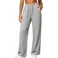 thumbnail image 2 of BRELIL Women's High Waisted Straight Leg Sweatpants with Pockets Casual Loose Lounge Pants Solid Officewear Long Trousers Fashion Outfits, Dark Gray S, 2 of 7