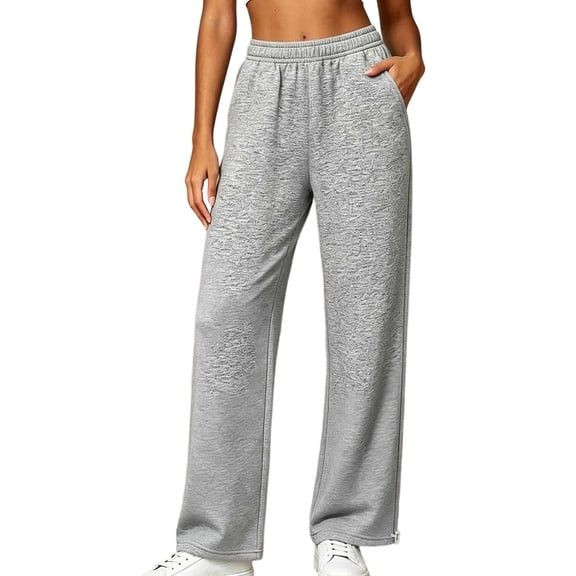 Njagoc3 Womens Relaxed Straight Leg Pants | Elastic Waistband Sporty Trousers with Side Pockets | Comfortable Fit for Fall Daily Wear & Lounge Activities,Dark Gray,XXL