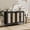 Black, variant on COOLYI Modern Boho Rattan Sideboard Buffet Cabinet with Power Outlet – 4-Door Wooden Storage Console Table – Adjustable Shelves – Black