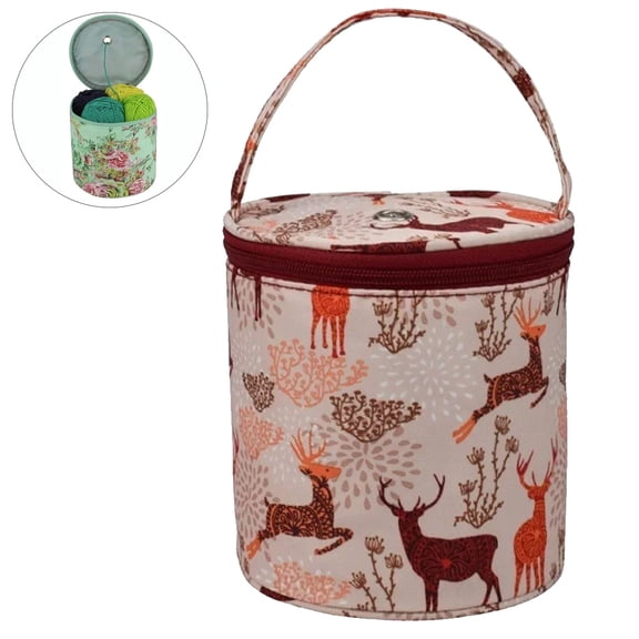 JJYY 1PC/2Pcs DIY Craft Knitted Round Crochet Bag, Knitted Yarn Tote Bag, Handmade Storage Bag, Wool Storage Basket for Yarn, Crocheting, and Knitting Supplies