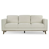 Glamour Home Bishop White Corduroy Twill Fabric Sofa with Walnut Wood Legs