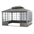 thumbnail image 6 of Sunjoy Sheridan 12 ft. x 14 ft. Brown Steel Screenhouse with 2-tier Hardtop, 6 of 7