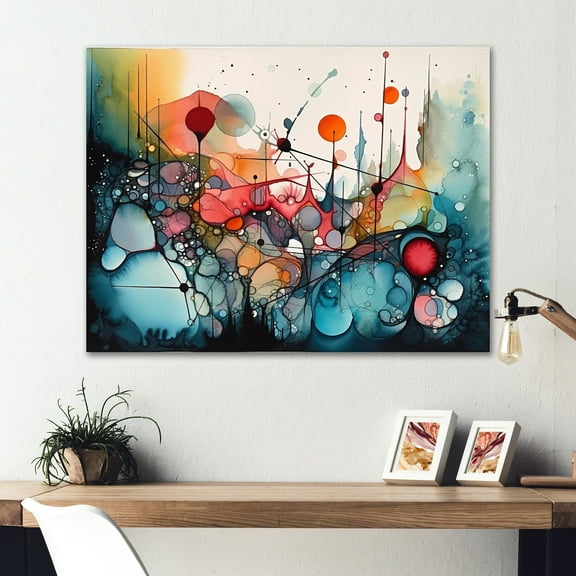 Designart "Green And Orange Ethereal Terrains III" Abstract Landscape Wall Art Print