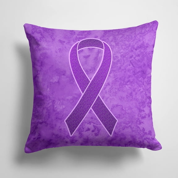 Purple Ribbon for Pancreatic and Leiomyosarcoma Cancer Awareness Fabric Decorative Pillow