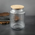 thumbnail image 4 of (6 pack) Thyme & Table Large (3 L) Ribbed Glass Kitchen Organization Jar with Bamboo Lid, Clear, 4 of 6