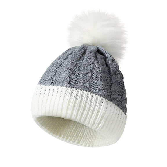 Elainilye Fashion Kids Winter Hat Toddler Knitted Pom Beanie Hat Casual Children Knitted Bowler Pompon Hat Girls Boys Beanies,Gray
