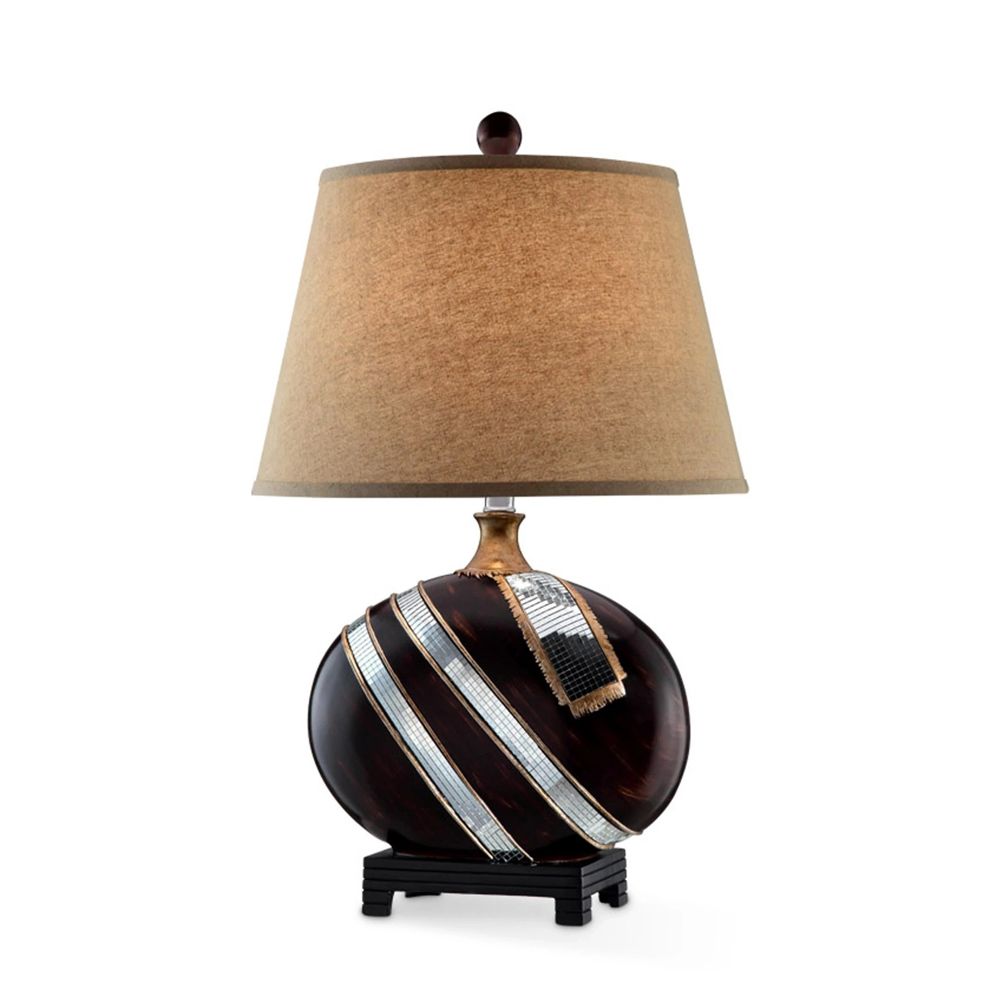 HomeRoots 468677 Dark Brown Polyresin Lamp with Beige Fabric Shade, Dark Espresso - image 2 of 4
