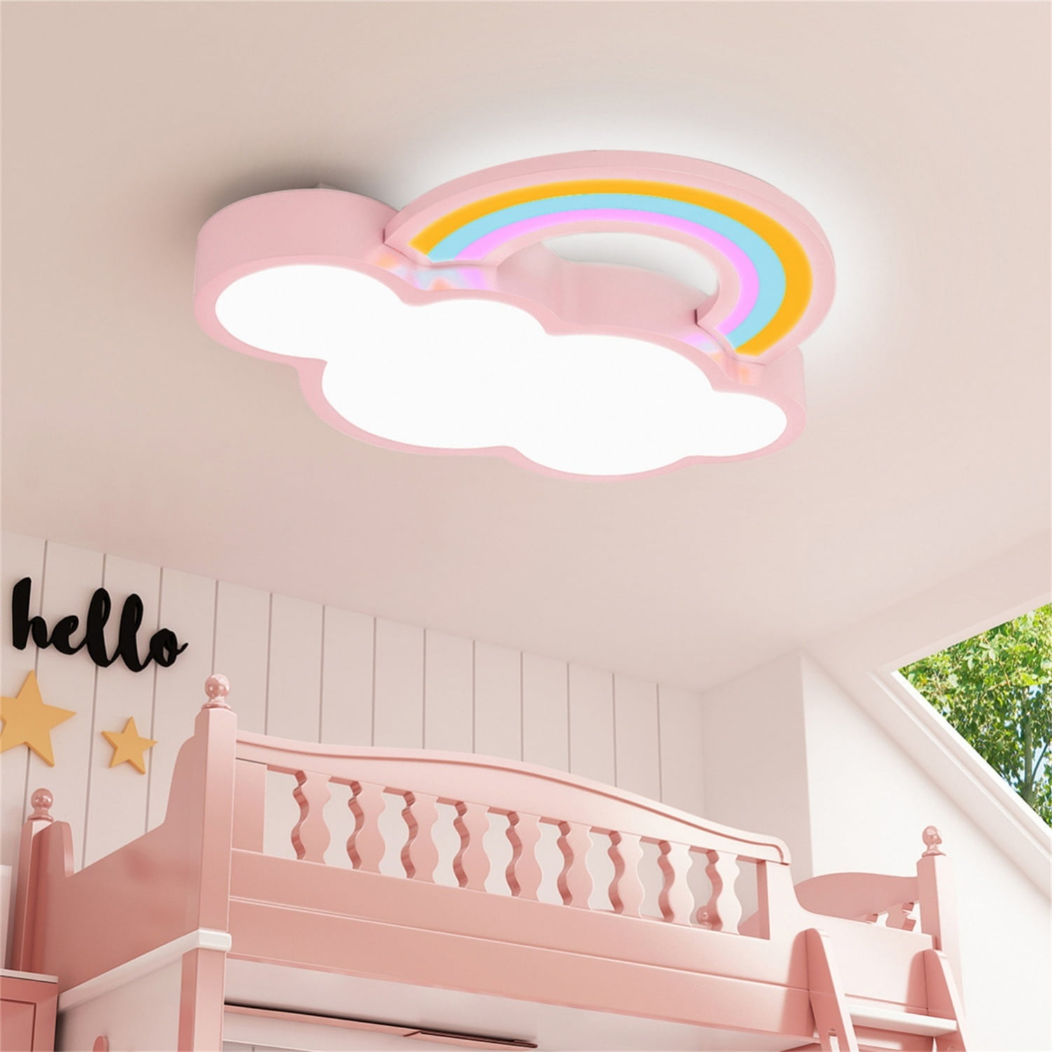 LUVODI Modern Ceiling Light Cloud Dimmable LED Chandelier Pendant Lamp For Kids Bedroom, Pink